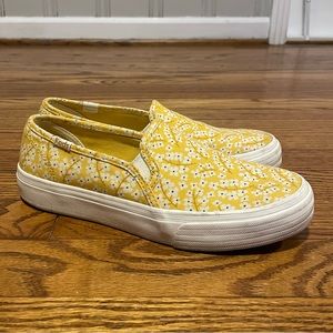 Keds Yellow Floral Print Canvas Slip On Sneakers Size 5.5